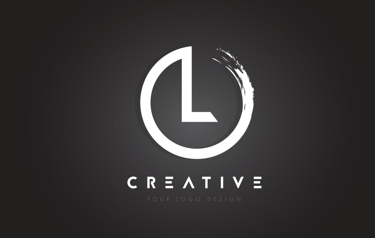 L Circular Letter Logo with Circle Brush Design and Black Background. vector