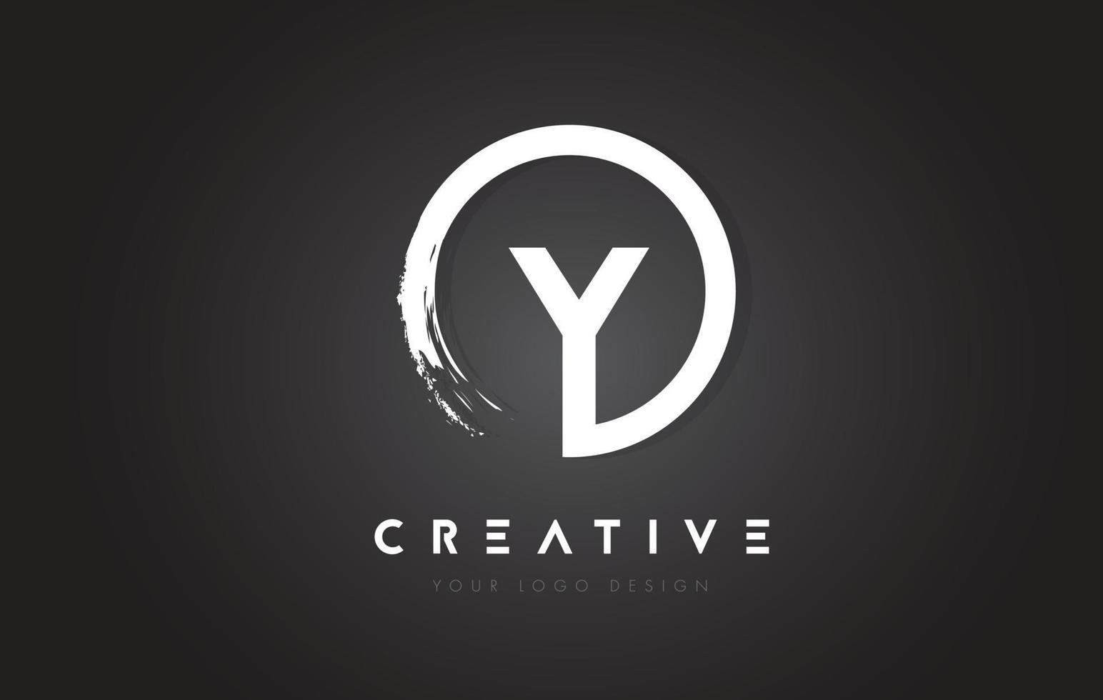 Y Circular Letter Logo with Circle Brush Design and Black Background. vector