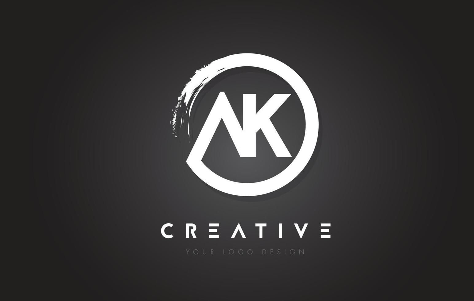AK Circular Letter Logo with Circle Brush Design and Black Background. vector