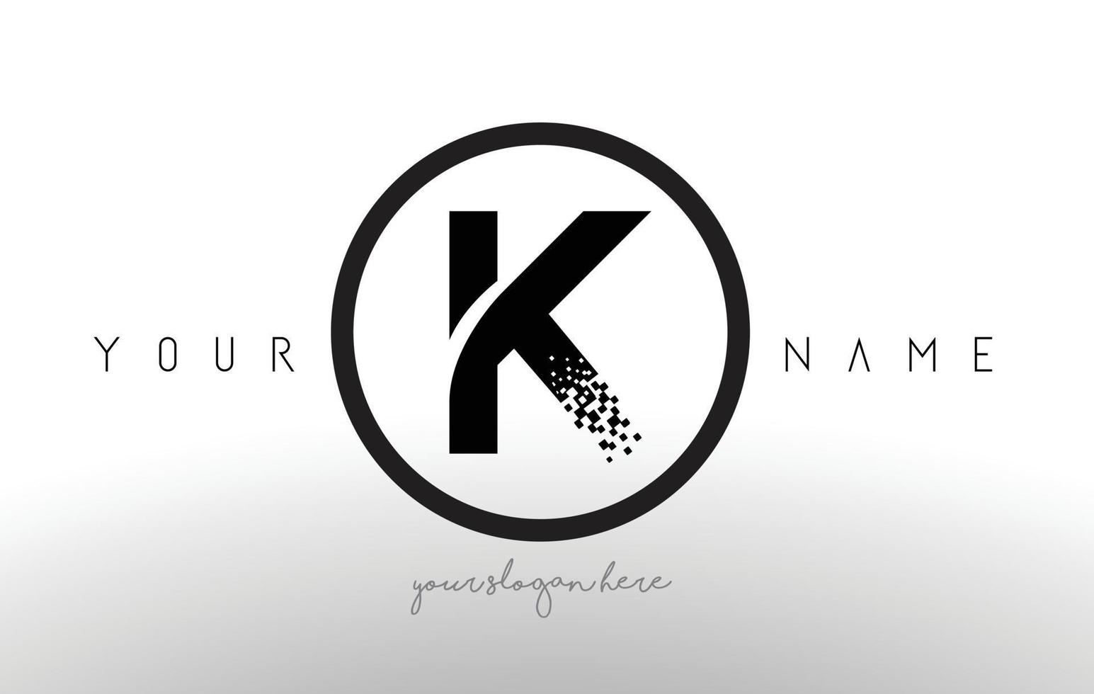 K Logo Letter with Digital Pixel Tech Design Vector. vector