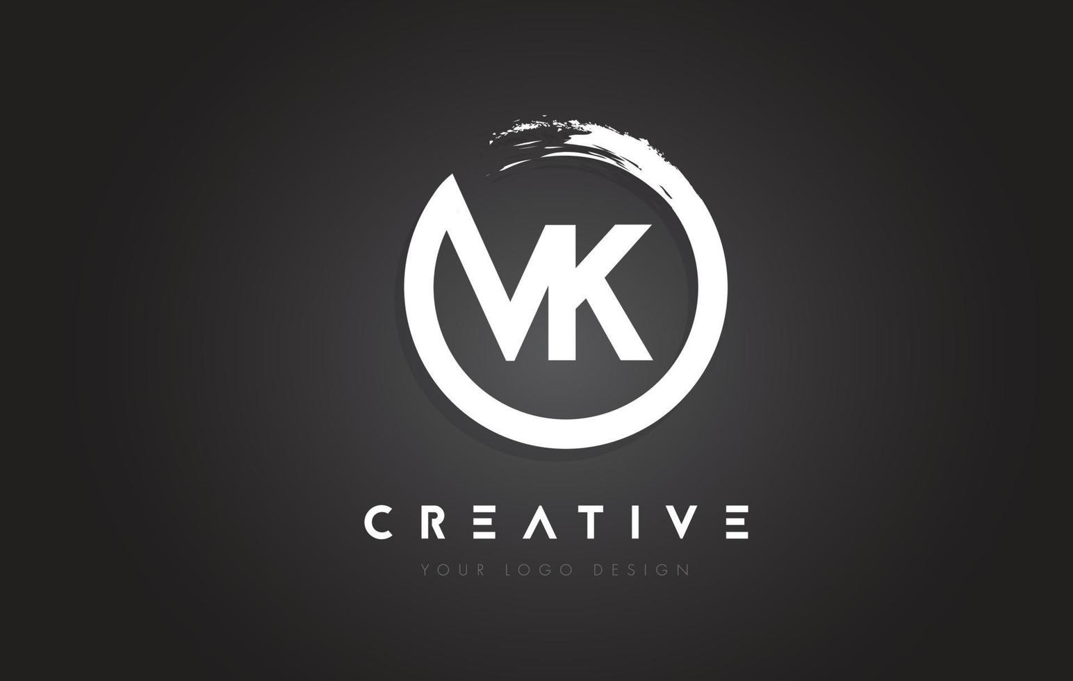 VK Circular Letter Logo with Circle Brush Design and Black Background. vector