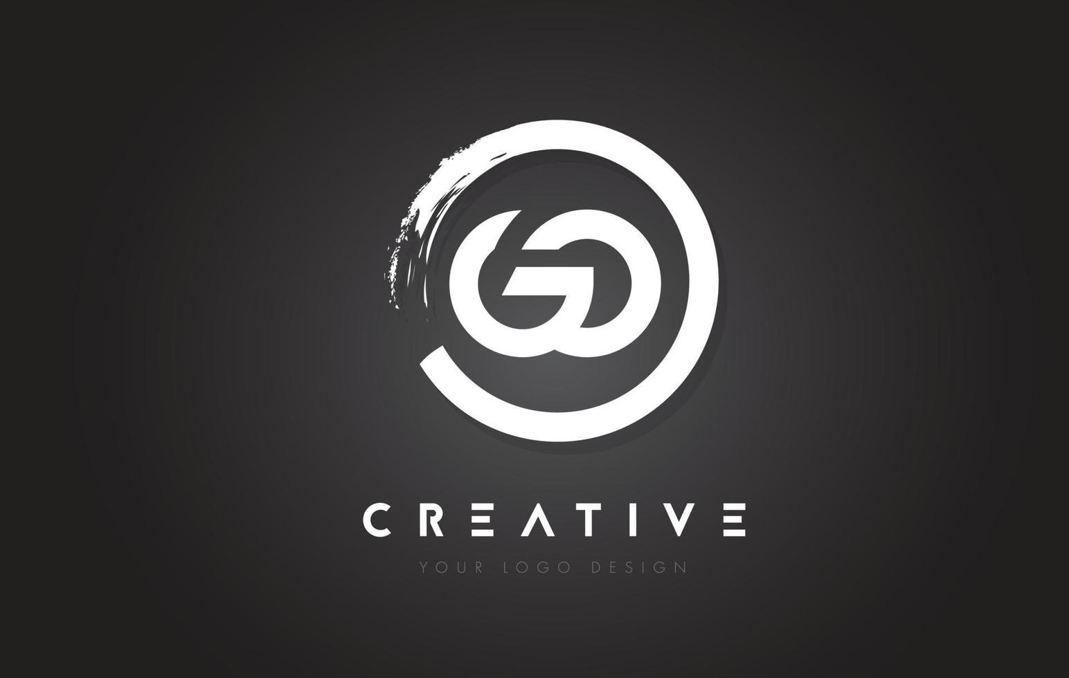 GO Circular Letter Logo with Circle Brush Design and Black Background. vector