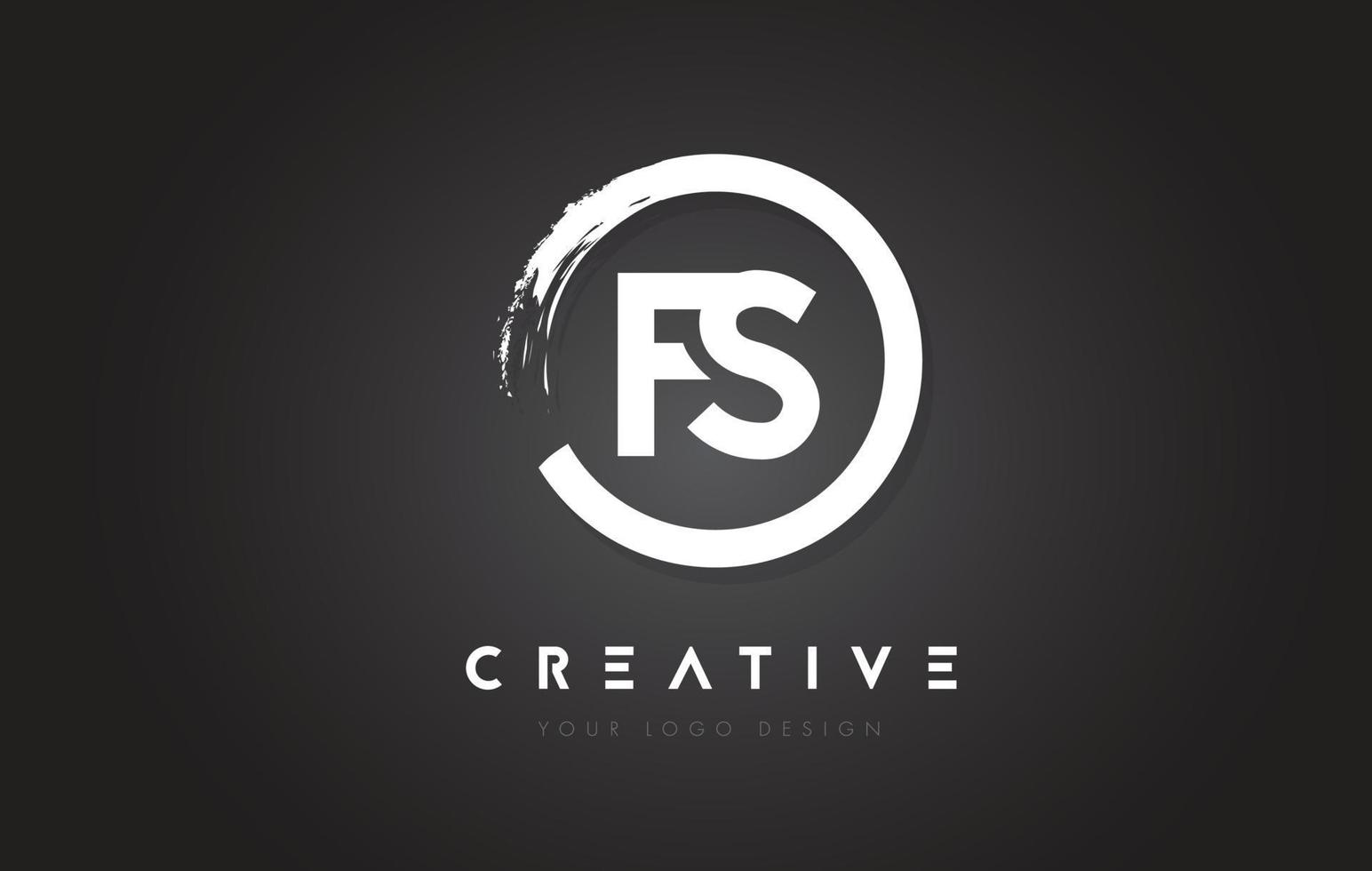 FS Circular Letter Logo with Circle Brush Design and Black Background. vector