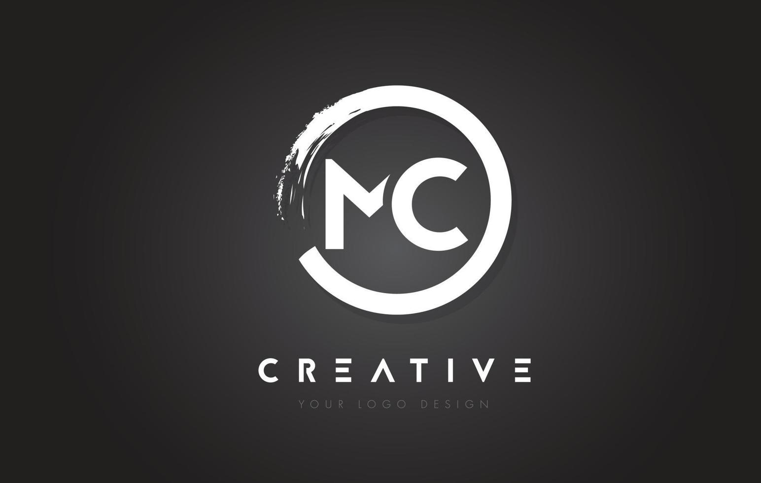 MC Circular Letter Logo with Circle Brush Design and Black Background. vector