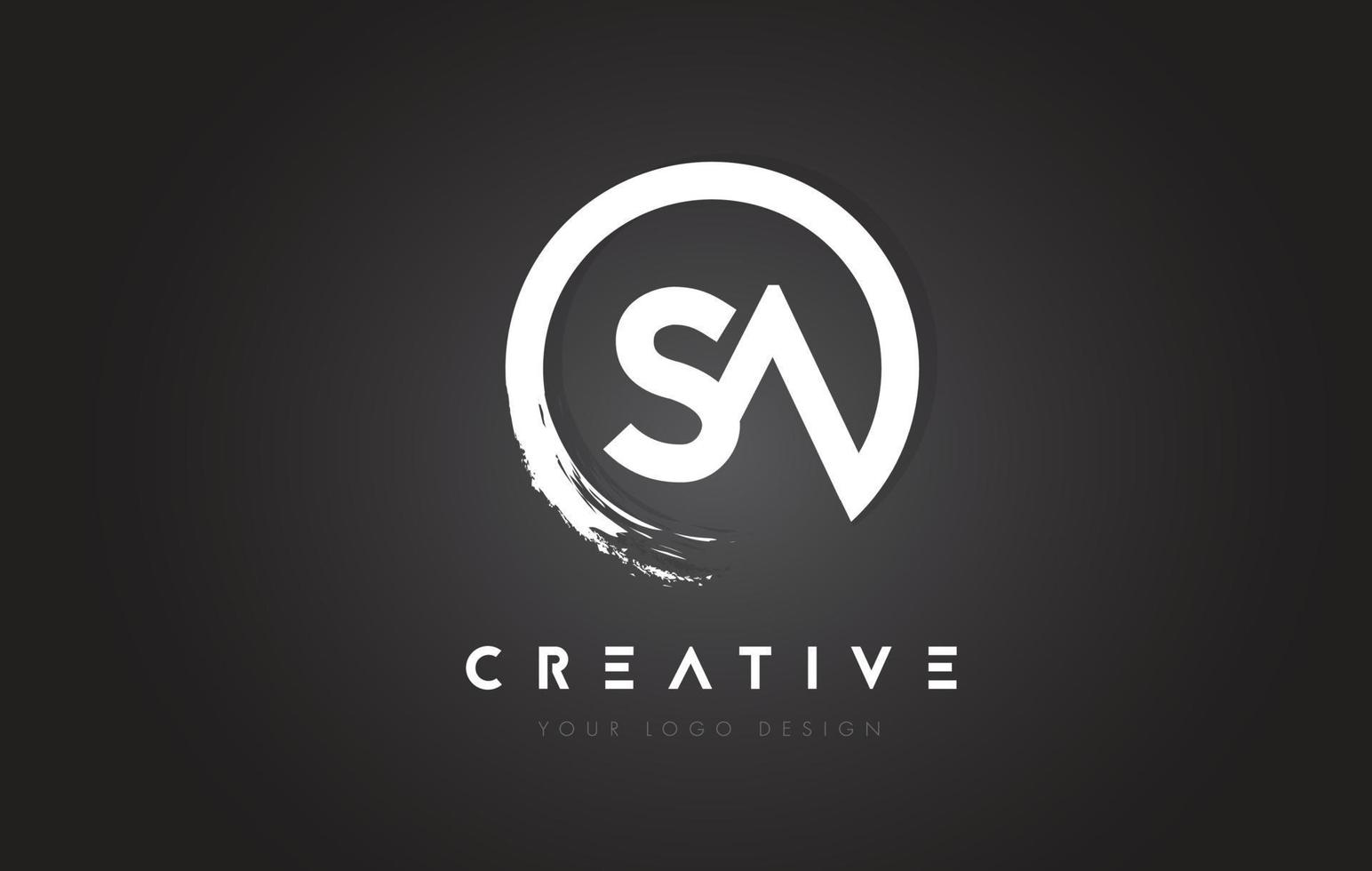 SA Circular Letter Logo with Circle Brush Design and Black Background. vector