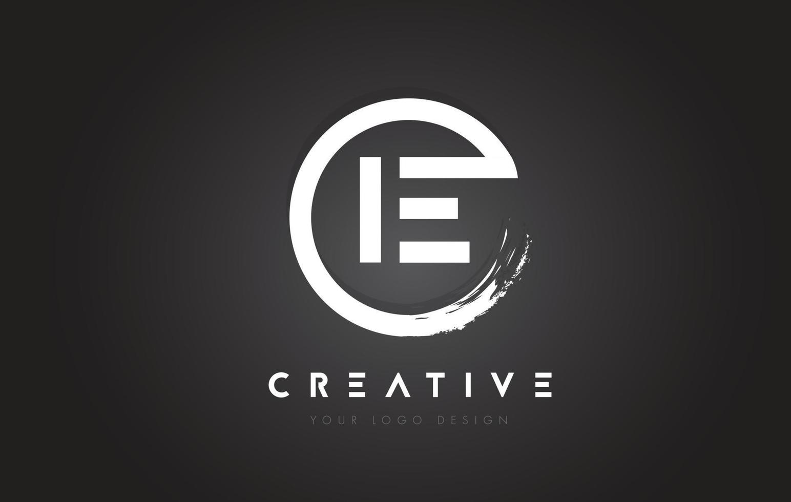 IE Circular Letter Logo with Circle Brush Design and Black Background. vector