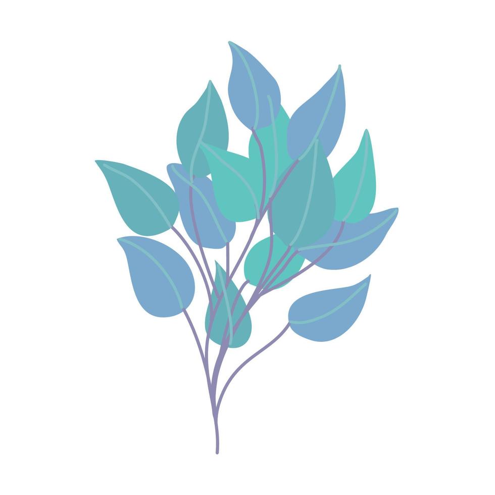 ramas de los árboles con hojas azules. elemento de diseño decorativo. Ilustración de la naturaleza. vector
