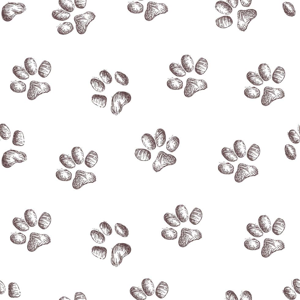 animal steps, footprint, trail. squirrel tracks. Typical footprints seamless pattern vector