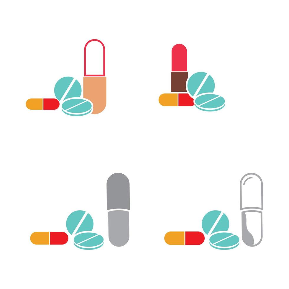 medical pills icon vector logo illustration design template