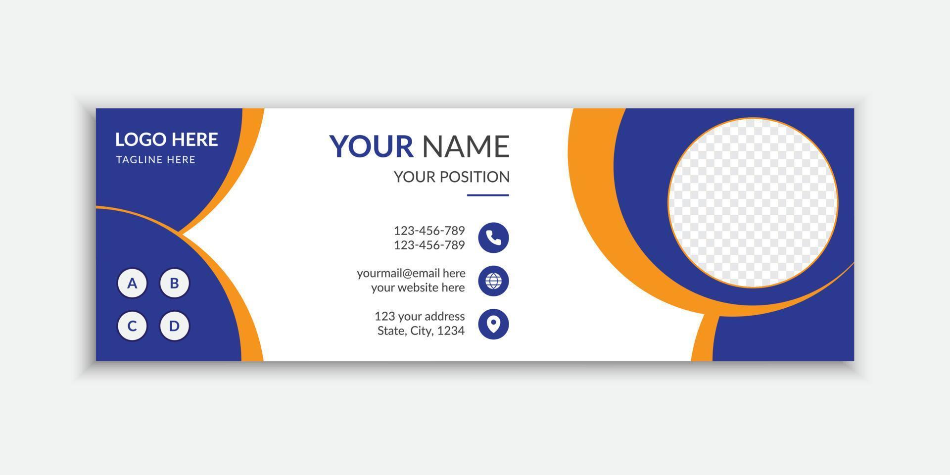 Yellow and blue color email signature design template vector