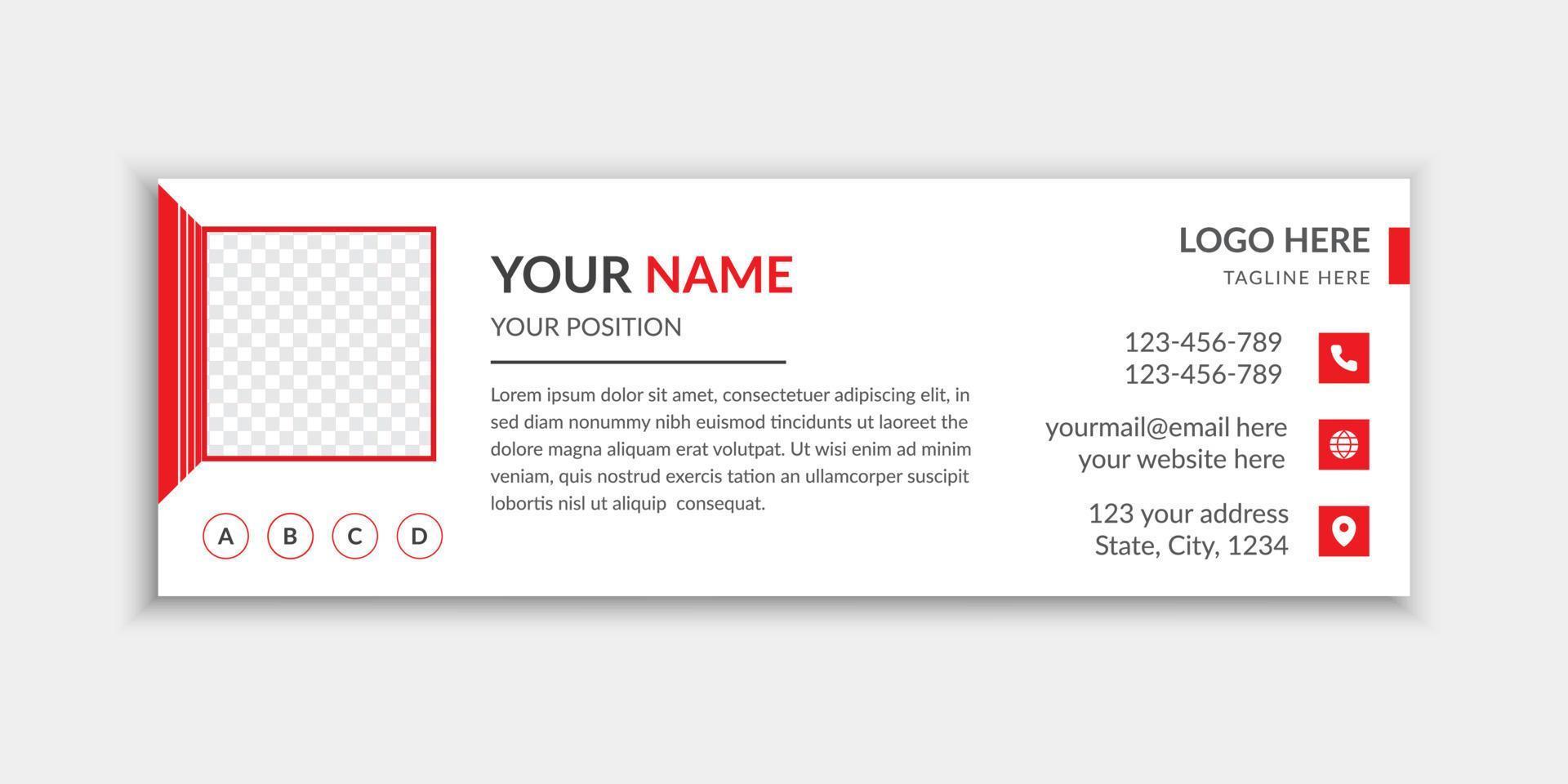 Red color custom email signature or email footer design vector