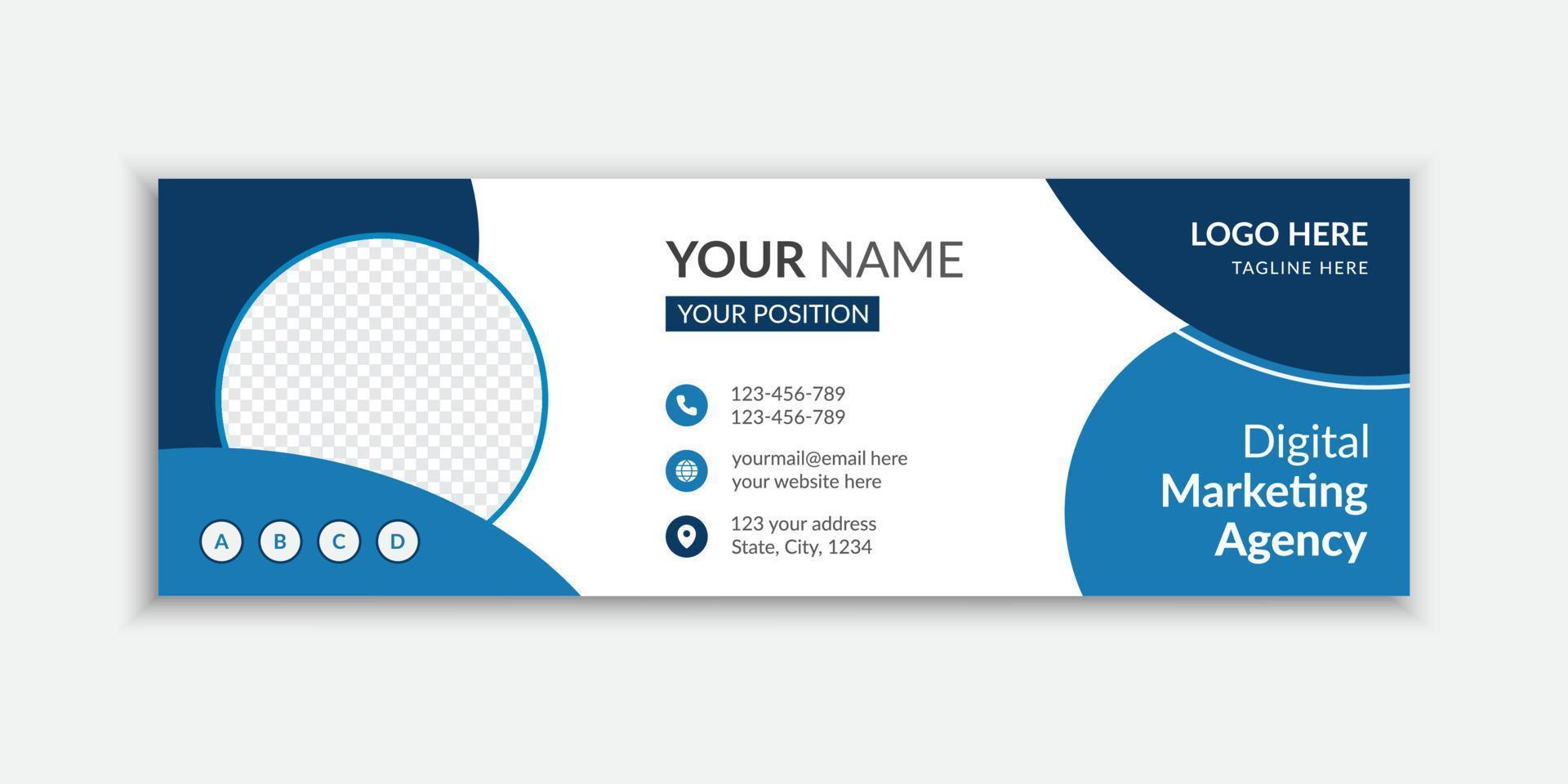 Blue color office email signature template design vector