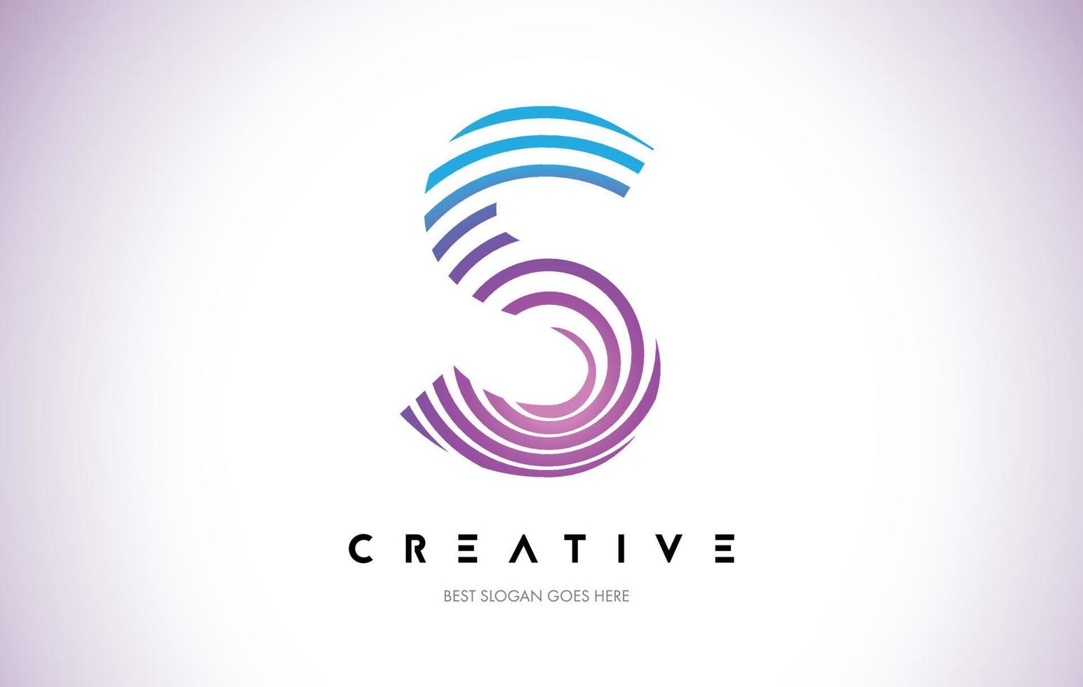 S Lines Warp Logo Design. Letter Icon Made with Purple Circular Lines. vector