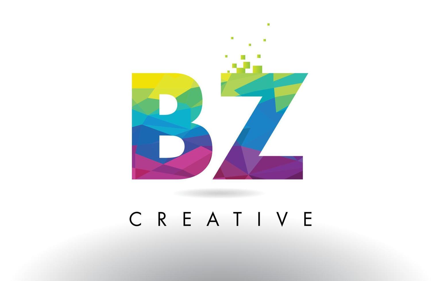 BZ B Z Colorful Letter Origami Triangles Design Vector. vector