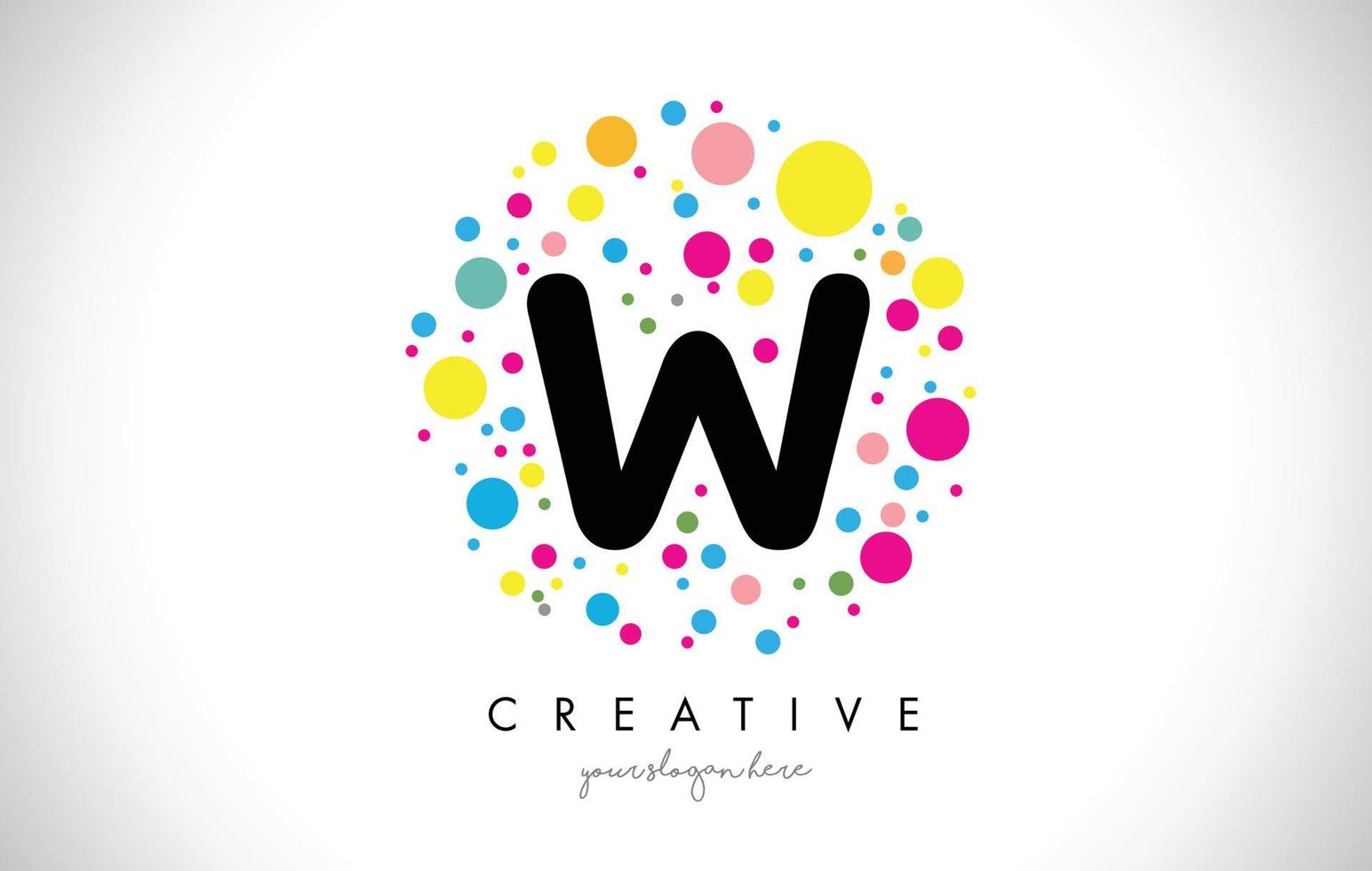 W Bubble Dots Letter Logo Design with Creative Colorful Bubbles. vector
