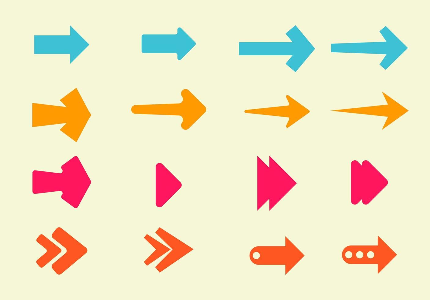 Set of flat design style arrow icon vector