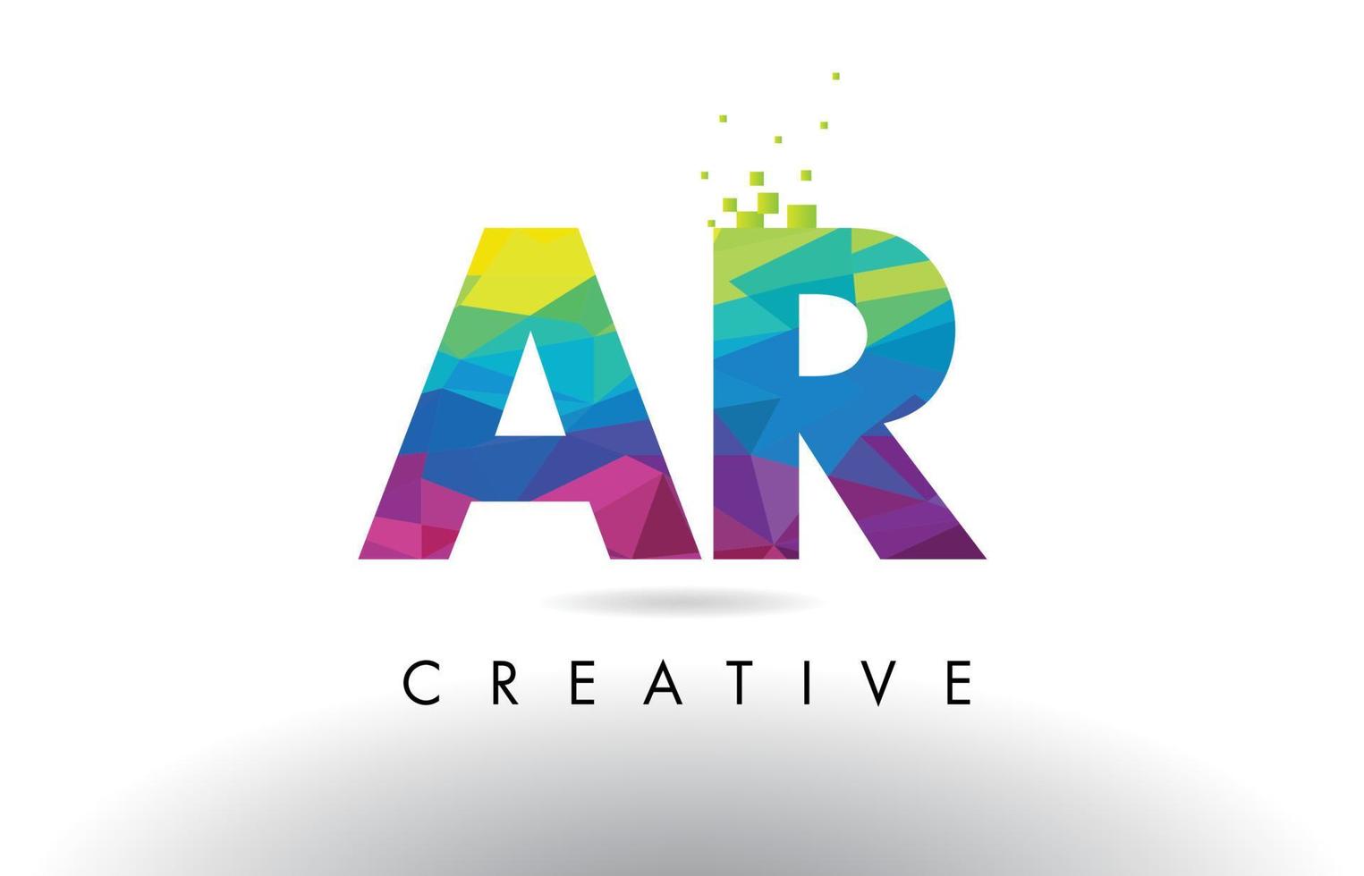 AR A R Colorful Letter Origami Triangles Design Vector. vector