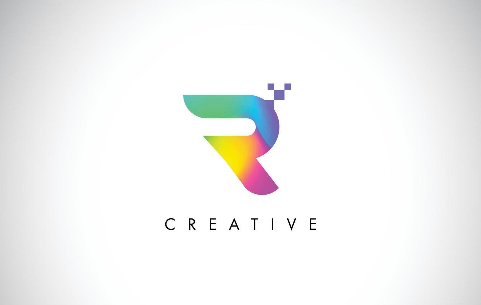 R Colorful Logo Letter Design Vector. Creative Rainbow Gradient Letter Icon vector