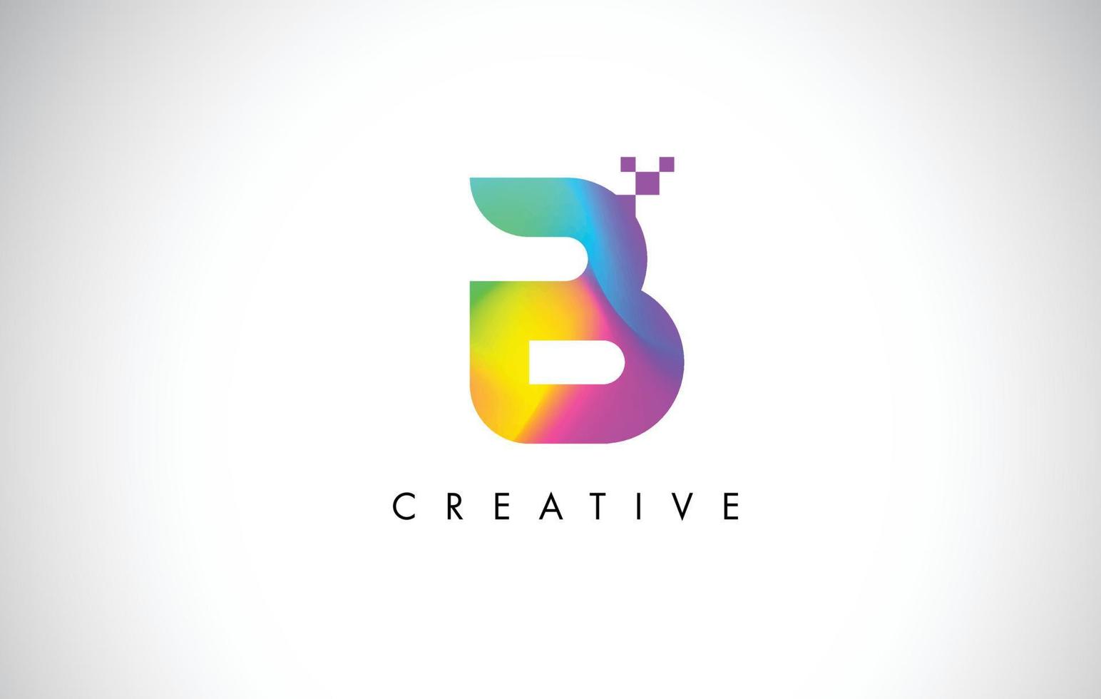 B Colorful Logo Letter Design Vector. Creative Rainbow Gradient Letter Icon vector