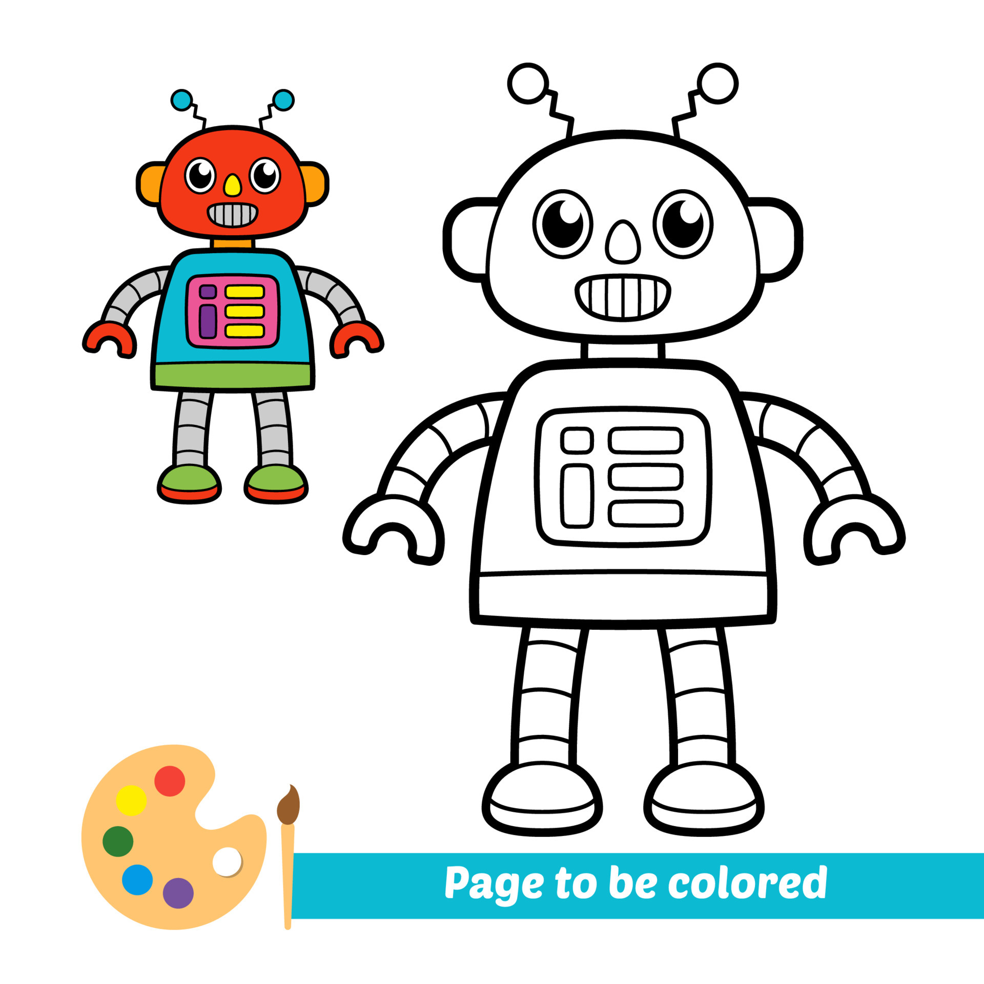 Coloring book for kids, robot vector 4891845 Vector Art at ...