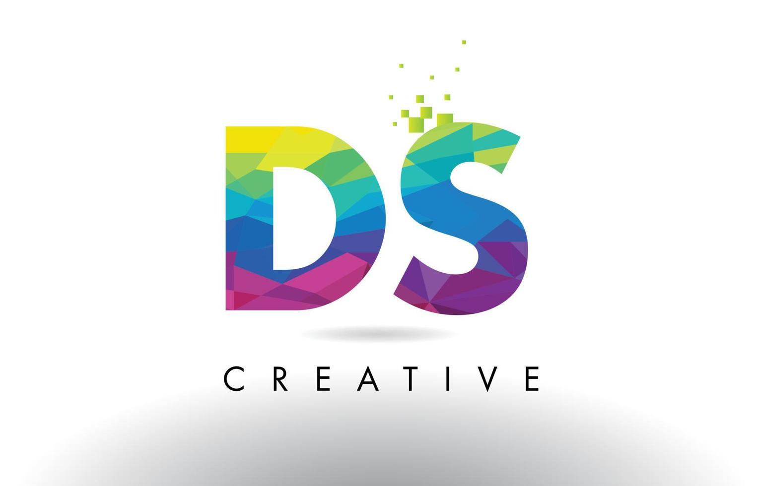 DS D S Colorful Letter Origami Triangles Design Vector. vector