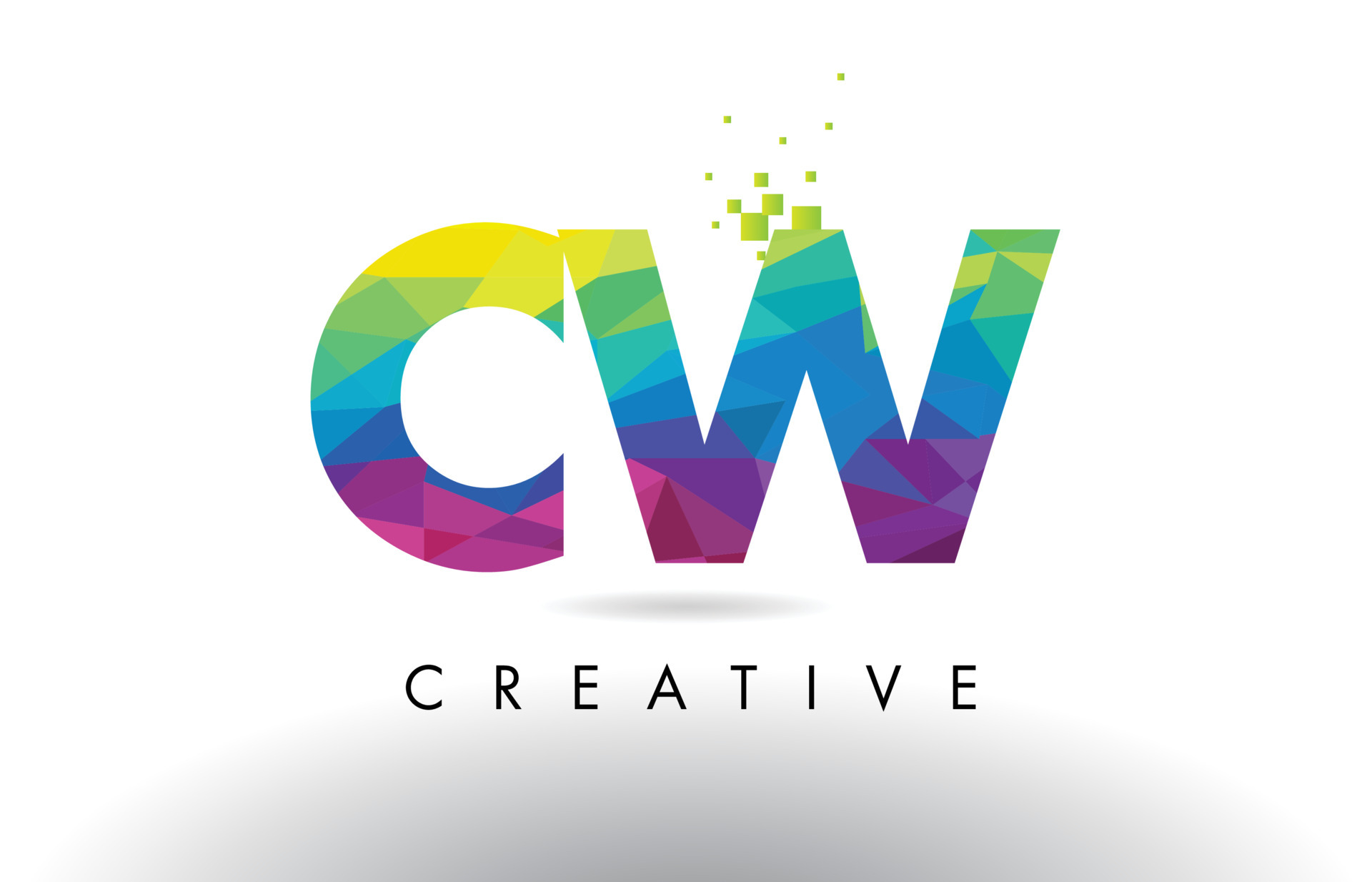CW C W Colorful Letter Origami Triangles Design Vector. 4891861 Vector ...
