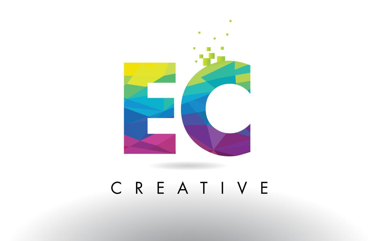 EC E C Colorful Letter Origami Triangles Design Vector. vector