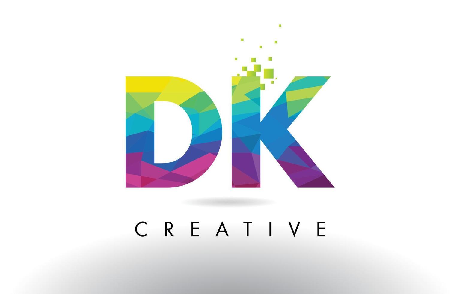 DK D K Colorful Letter Origami Triangles Design Vector. vector