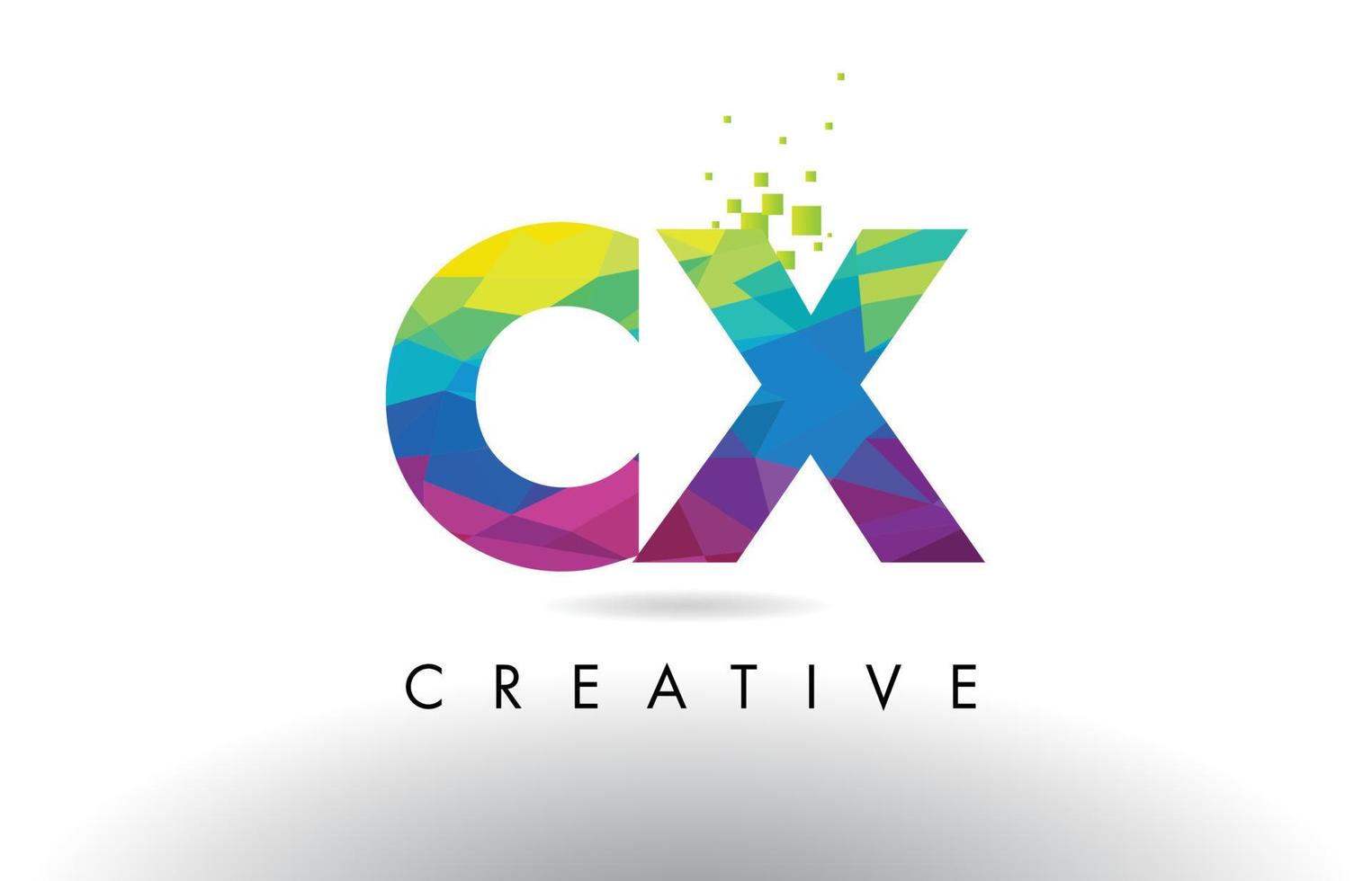 CX C X Colorful Letter Origami Triangles Design Vector. vector