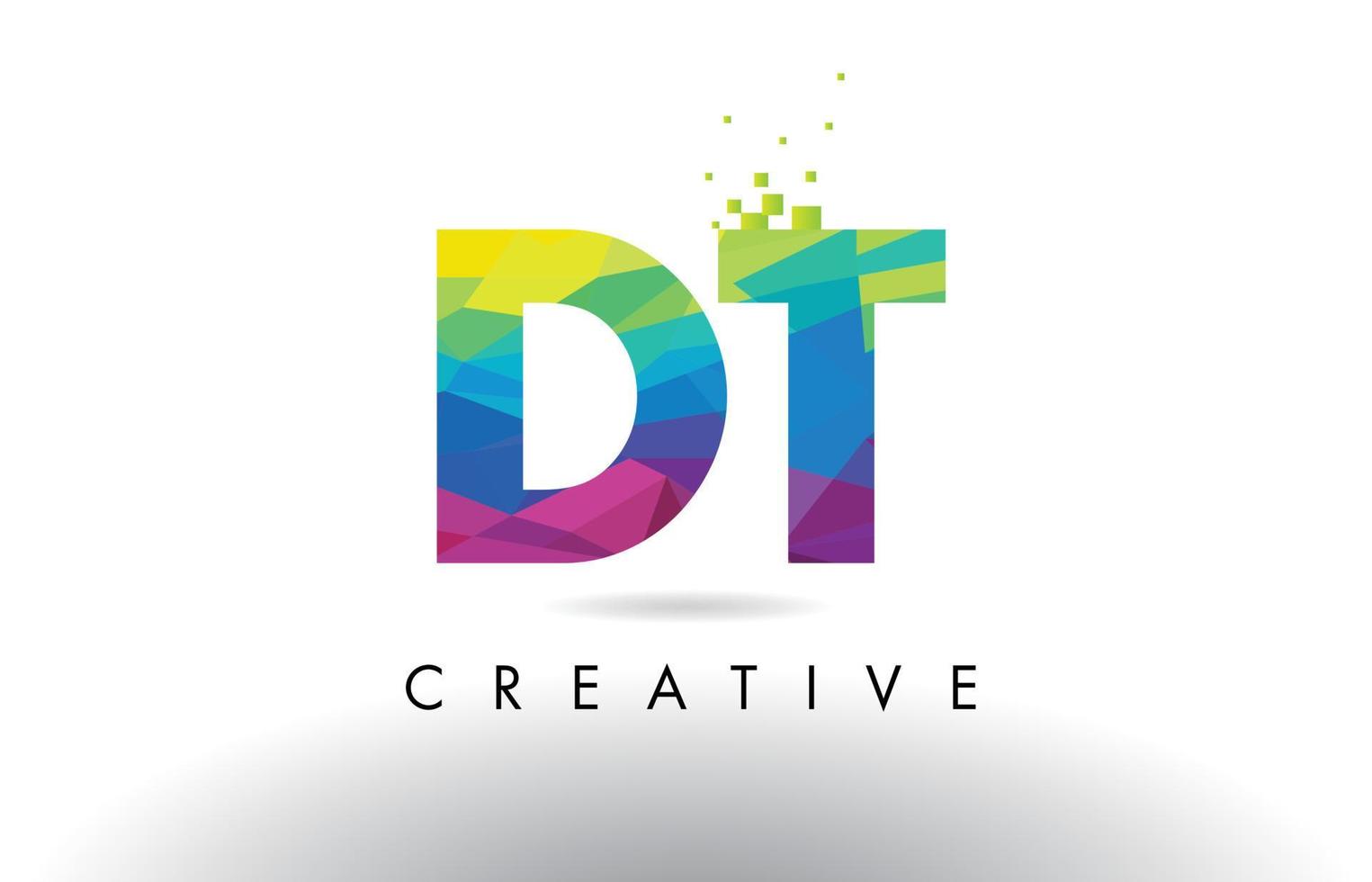 DT D T Colorful Letter Origami Triangles Design Vector. vector