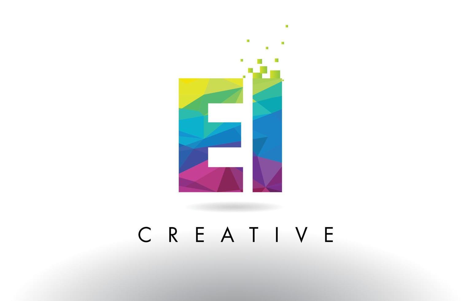 EI E I Colorful Letter Origami Triangles Design Vector. vector