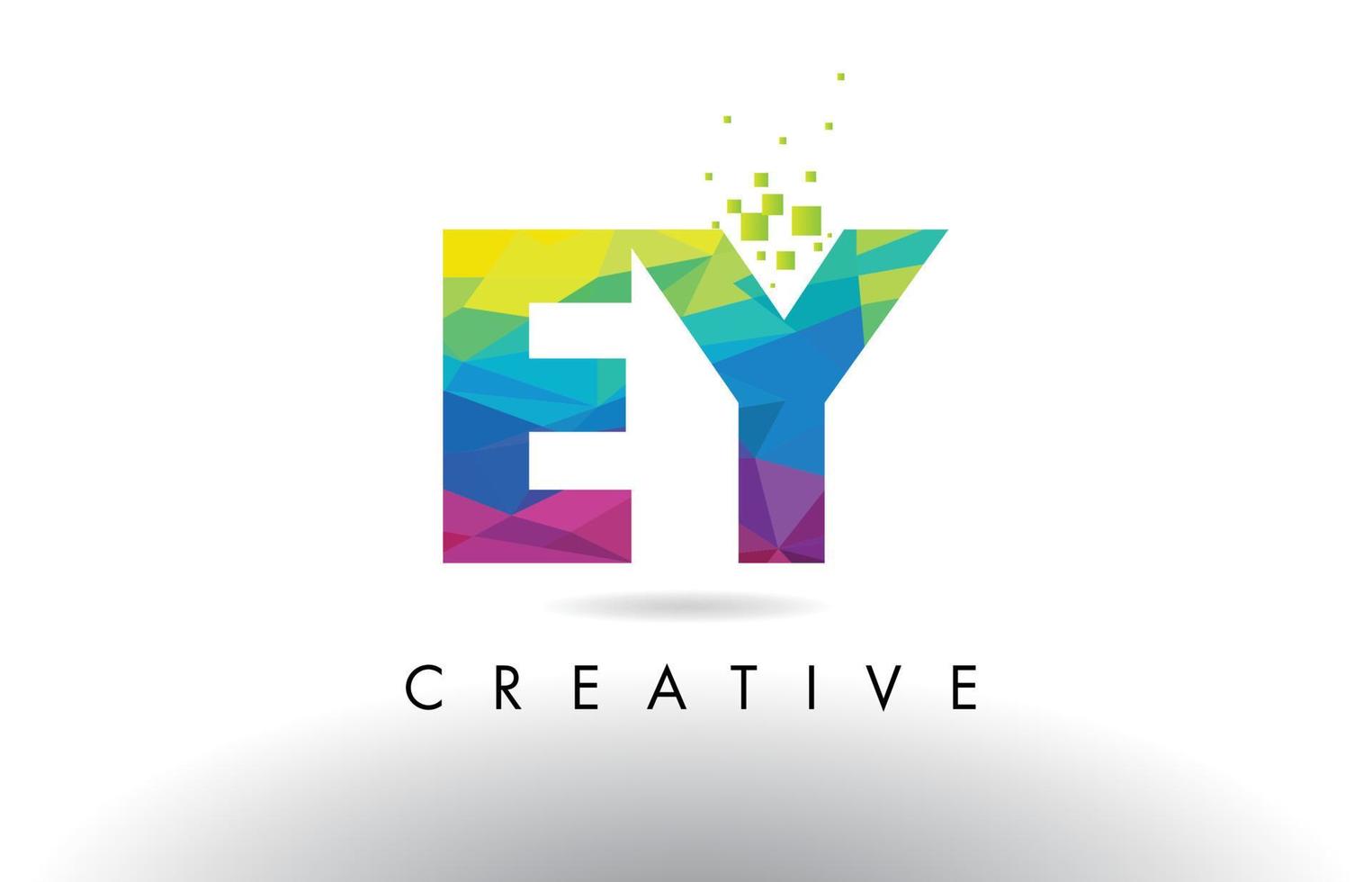 EY E Y Colorful Letter Origami Triangles Design Vector. vector