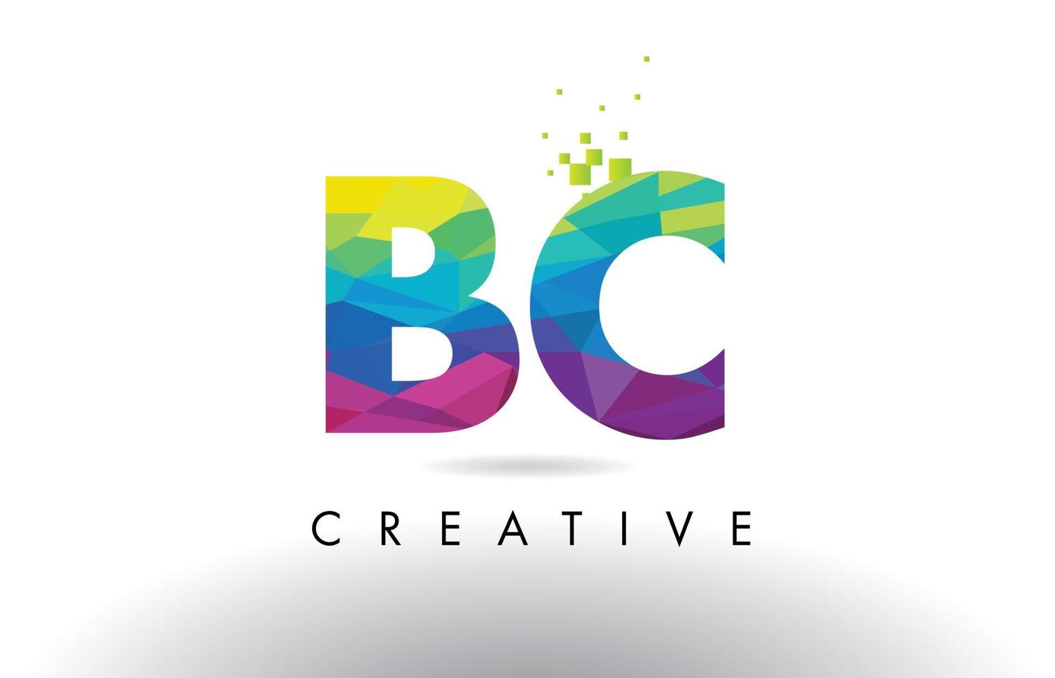BC B C Colorful Letter Origami Triangles Design Vector. vector