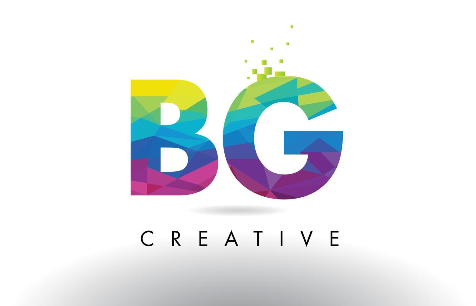 BG B G Colorful Letter Origami Triangles Design Vector. vector