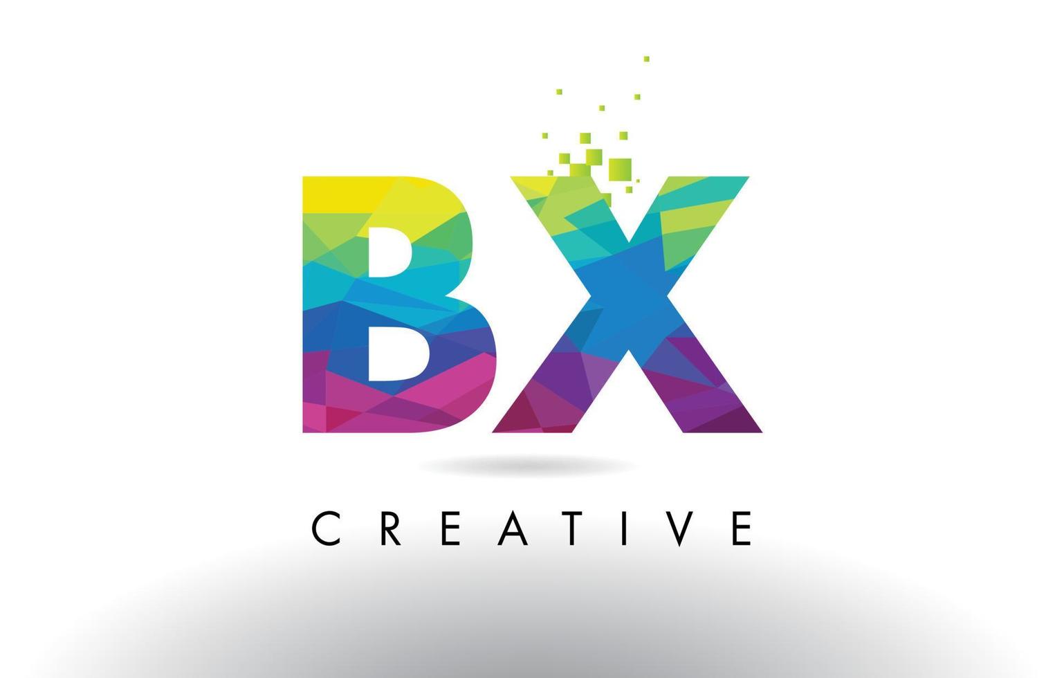 BX B X Colorful Letter Origami Triangles Design Vector. vector