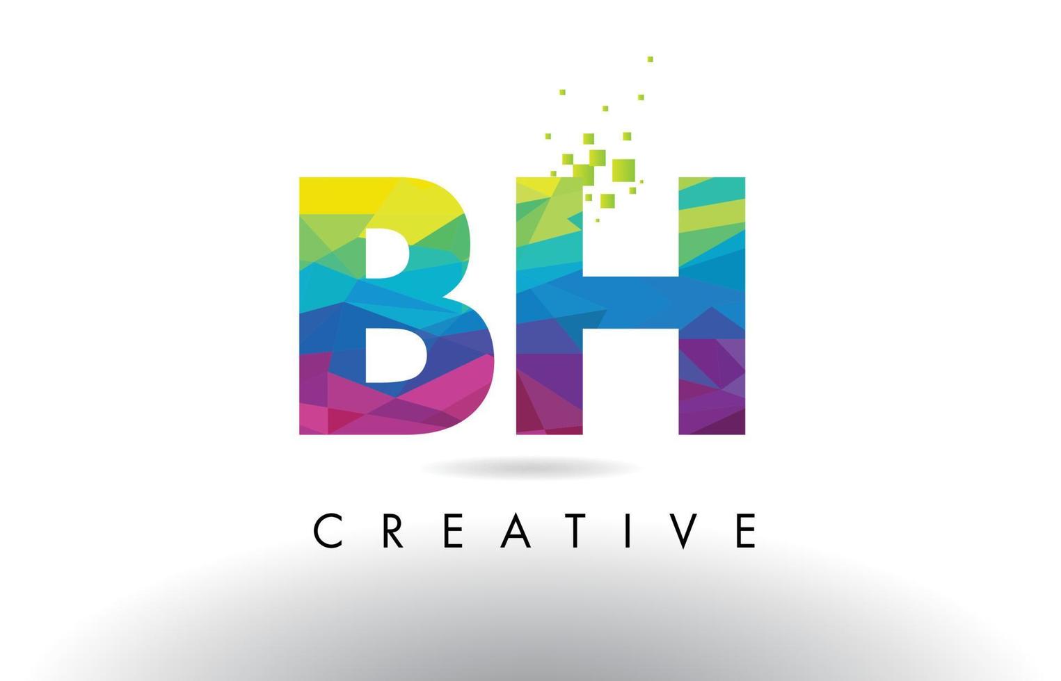 BH B H Colorful Letter Origami Triangles Design Vector. vector