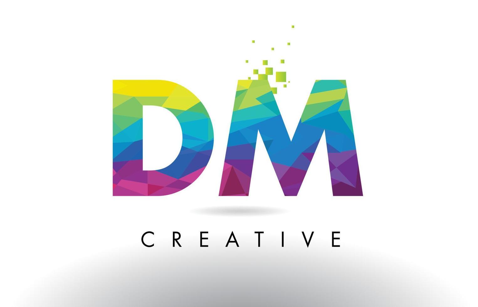 DM D M Colorful Letter Origami Triangles Design Vector. vector