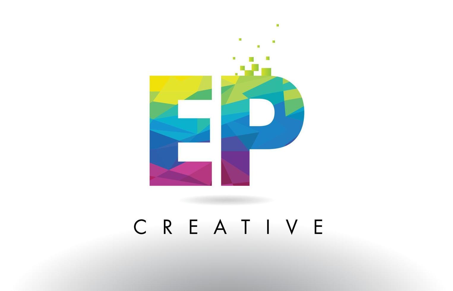 EP E P Colorful Letter Origami Triangles Design Vector. vector