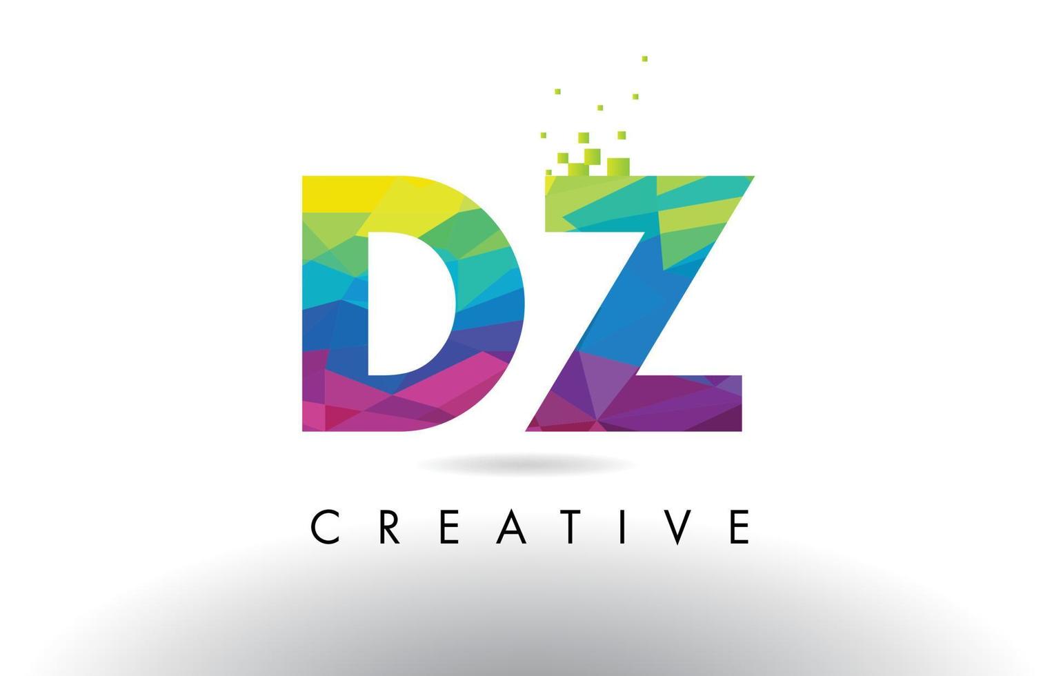 DZ D Z Colorful Letter Origami Triangles Design Vector. vector