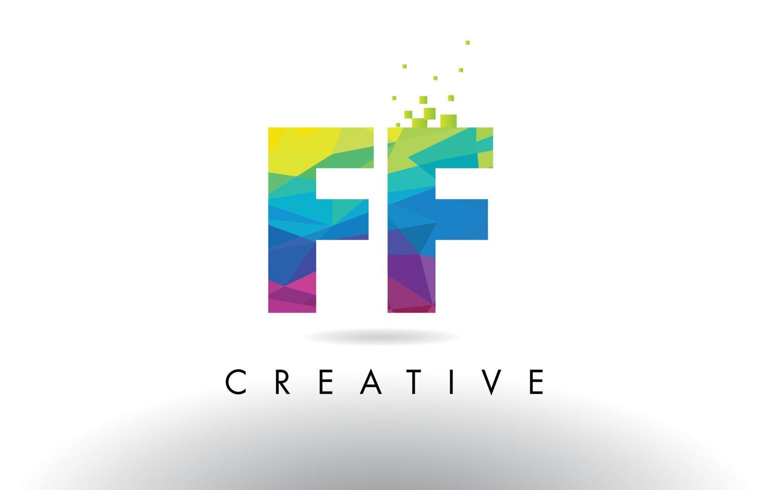 FF F F Colorful Letter Origami Triangles Design Vector. vector