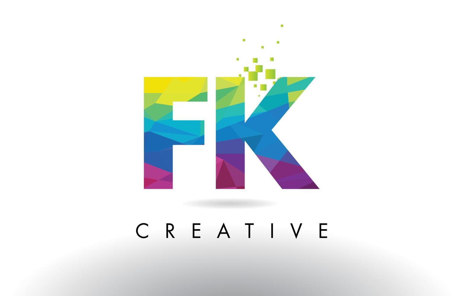 FK F K Colorful Letter Origami Triangles Design Vector. vector