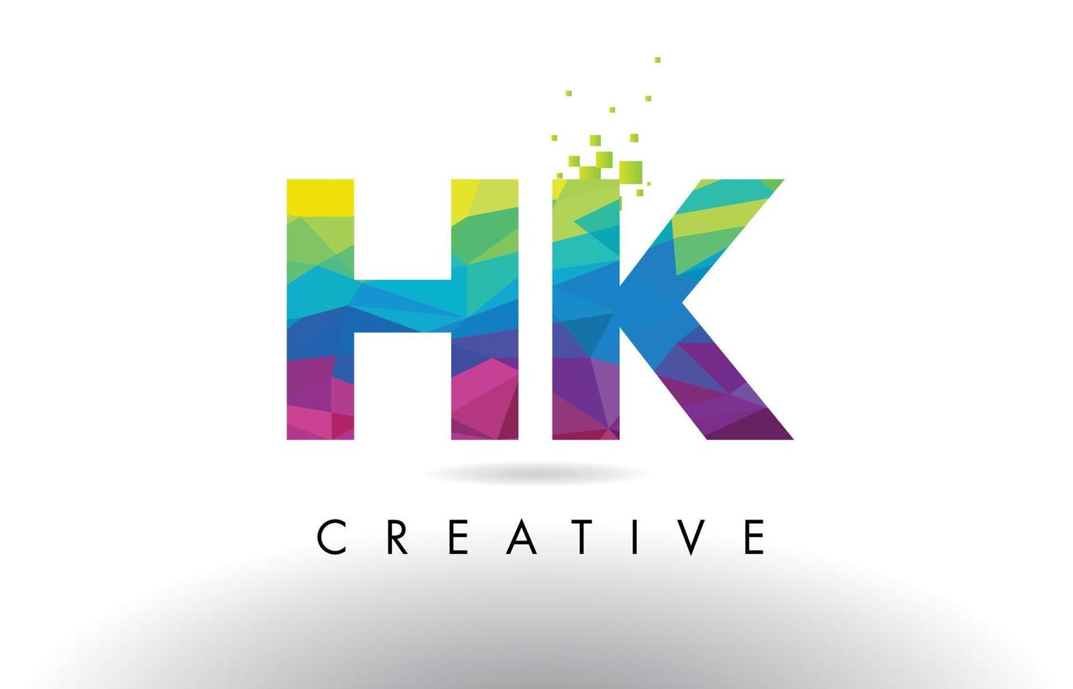 Hk hk vector de diseño de triángulos de origami de letras coloridas.