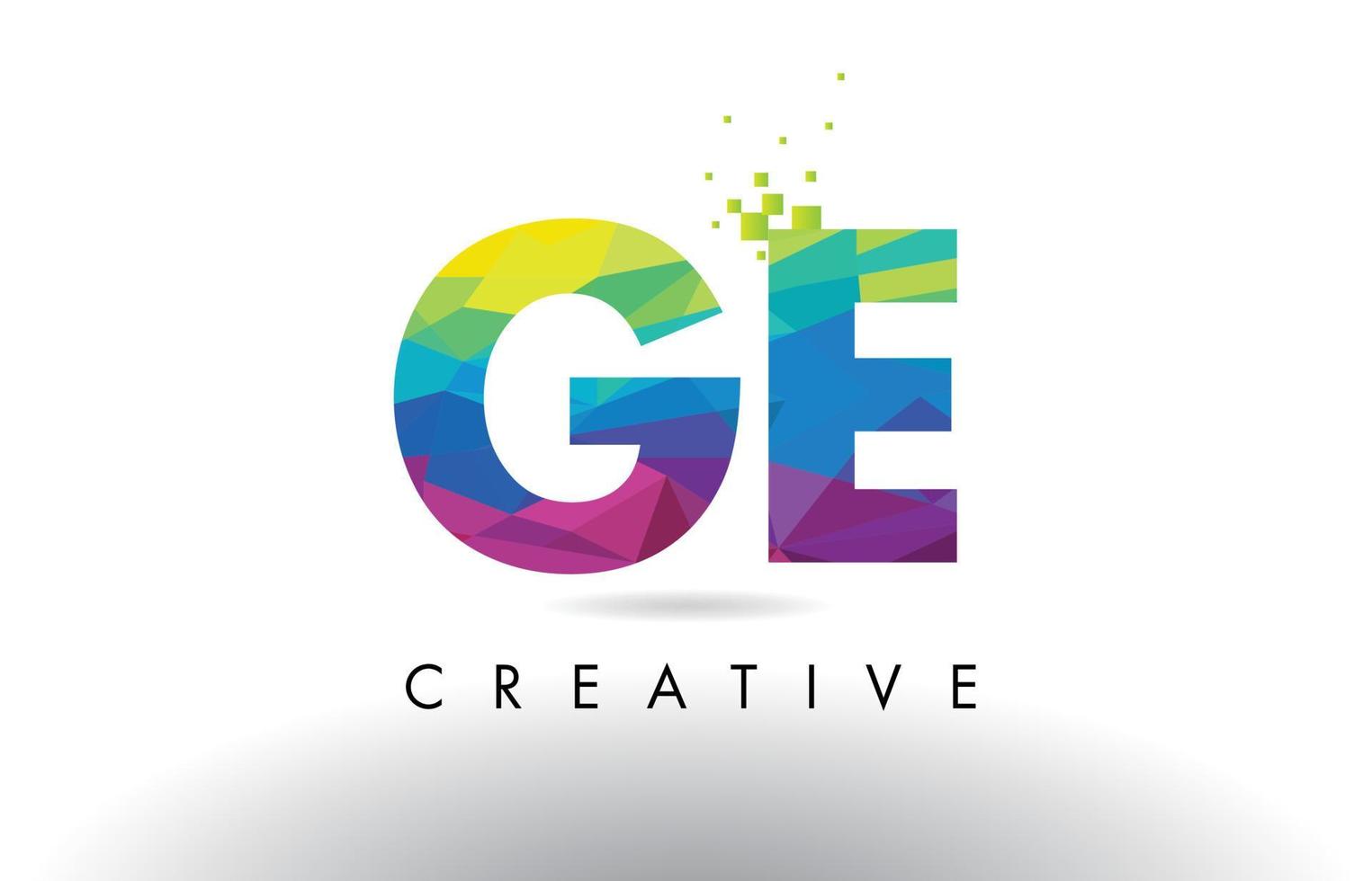 GE G E Colorful Letter Origami Triangles Design Vector. vector