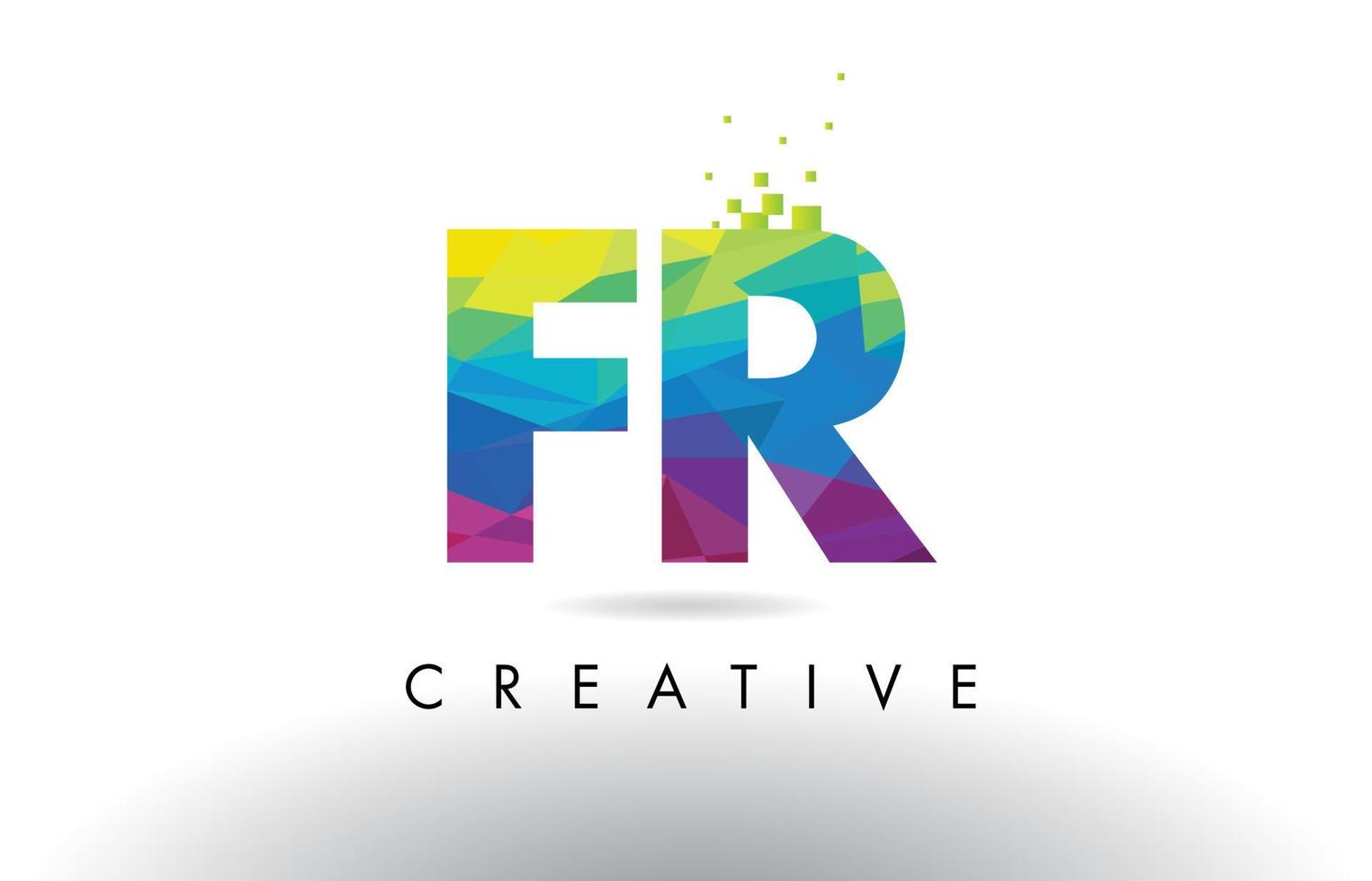 FR F R Colorful Letter Origami Triangles Design Vector. vector