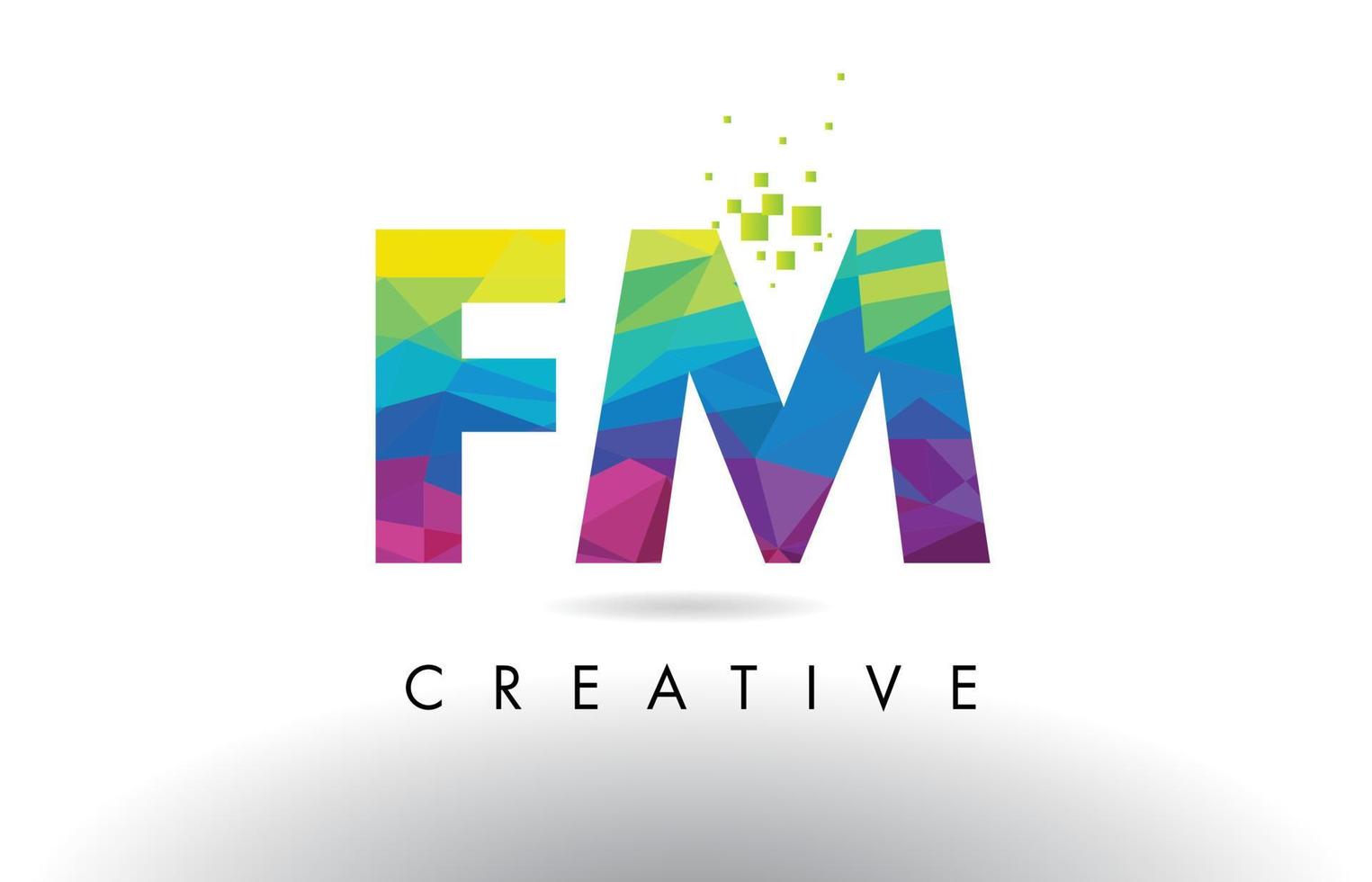 FM F M Colorful Letter Origami Triangles Design Vector. vector
