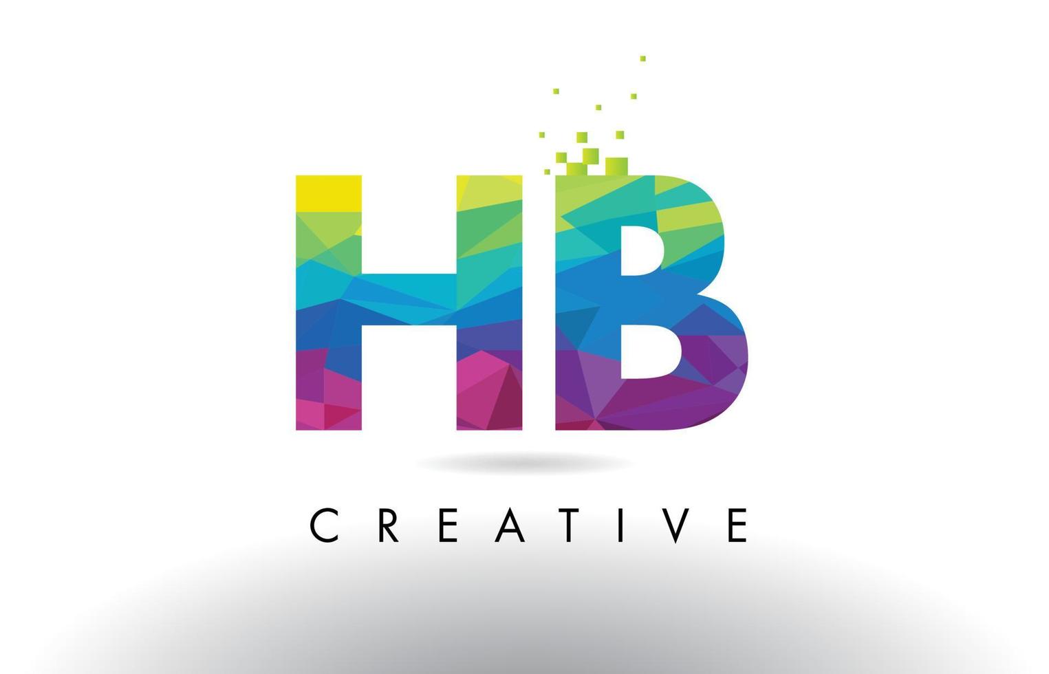 HB H B Colorful Letter Origami Triangles Design Vector. vector