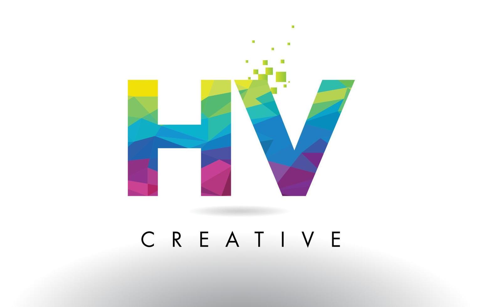 HV H V Colorful Letter Origami Triangles Design Vector. vector