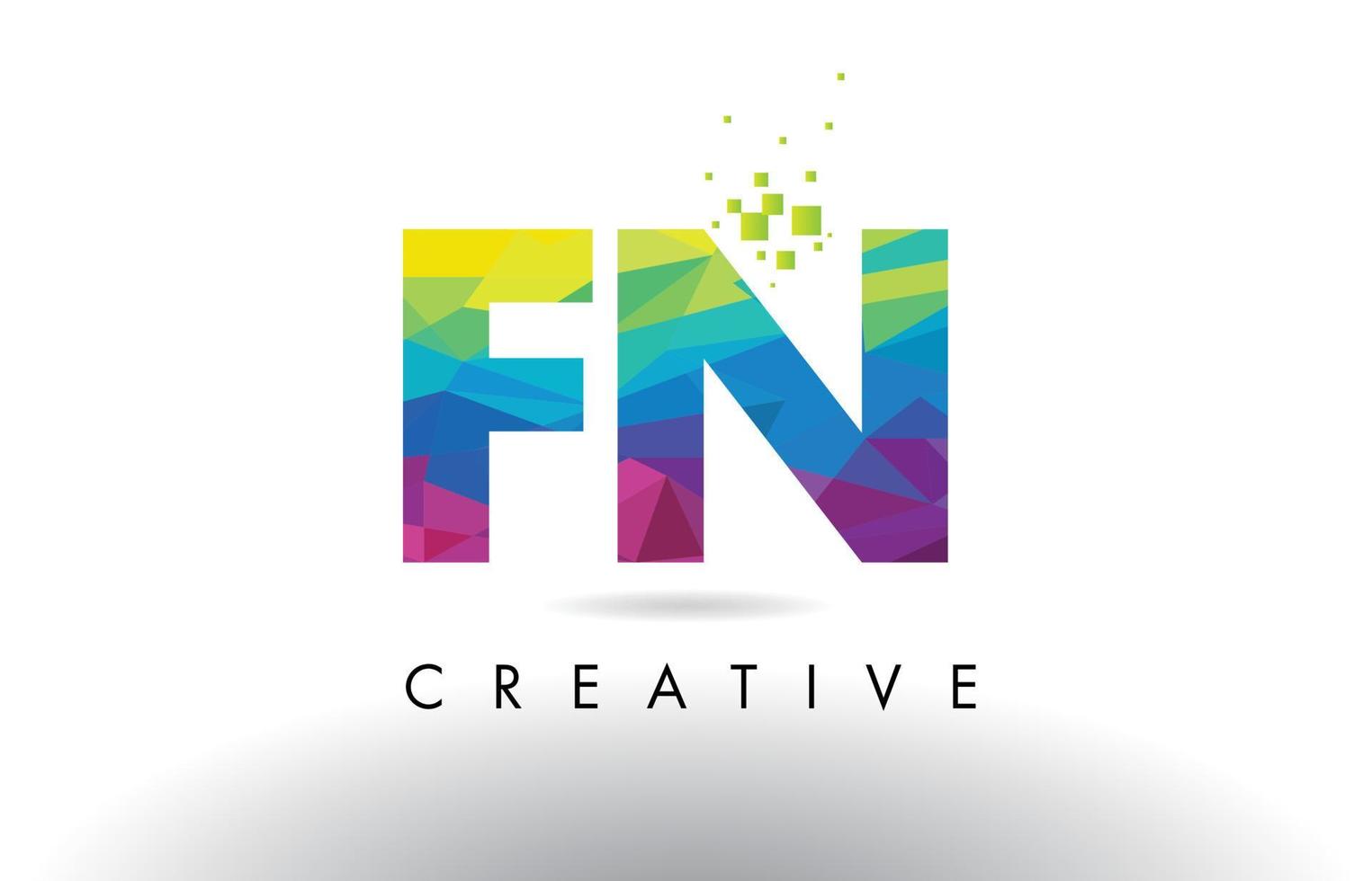 FN F N Colorful Letter Origami Triangles Design Vector. vector