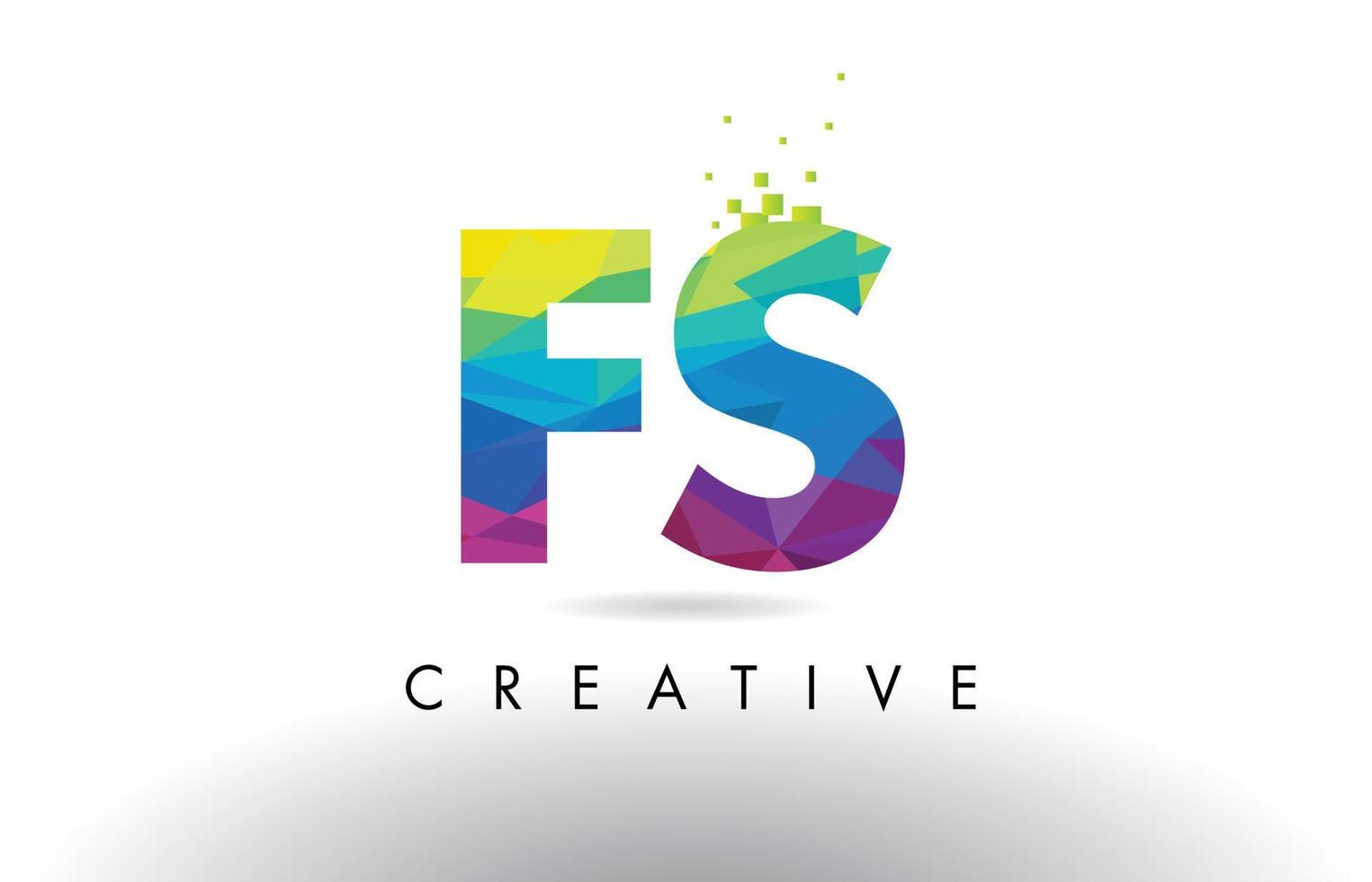 FS F S Colorful Letter Origami Triangles Design Vector. vector