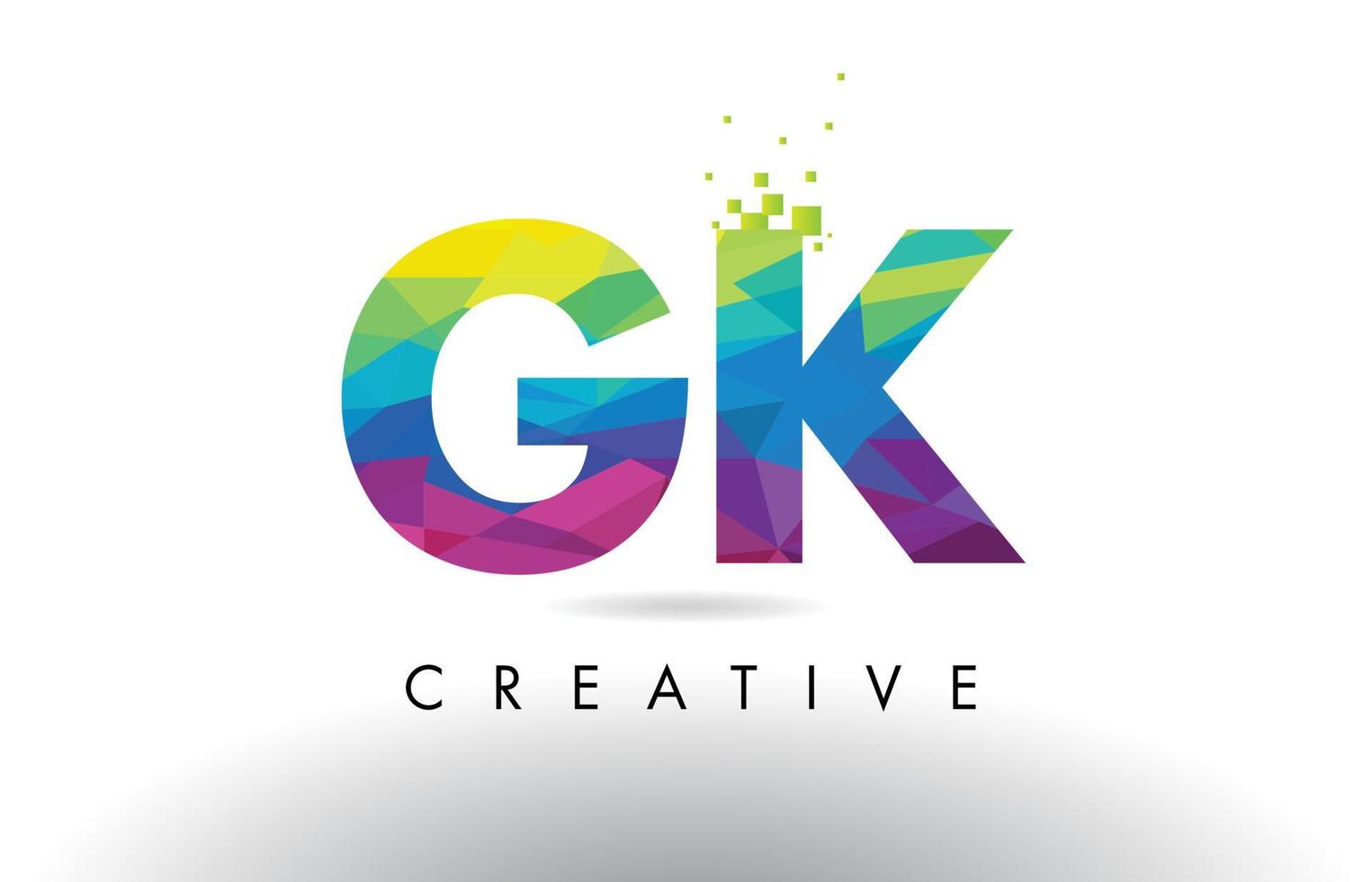 GK G K Colorful Letter Origami Triangles Design Vector. vector